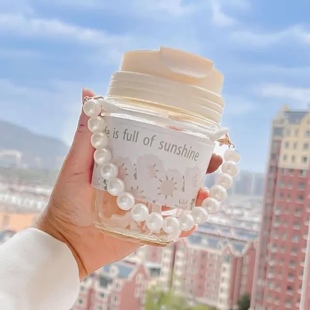 2-in-1 Glass Coffee Tumbler with Straw & Lid