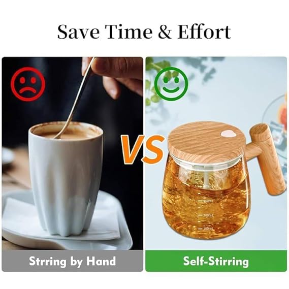 Self-Stirring Mug | Effortless Mixing for Coffee, Milk & More (400 ML)