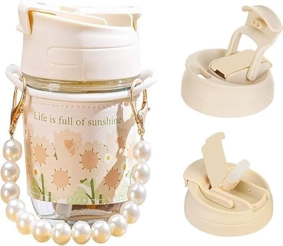 2-in-1 Glass Coffee Tumbler with Straw & Lid