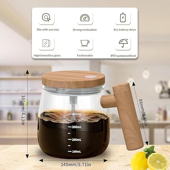 Self-Stirring Mug | Effortless Mixing for Coffee, Milk & More (400 ML)