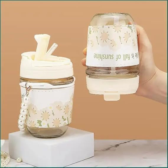 2-in-1 Glass Coffee Tumbler with Straw & Lid
