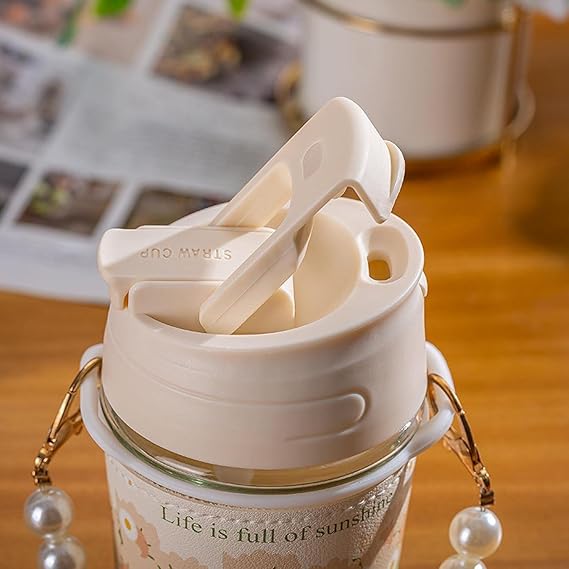 2-in-1 Glass Coffee Tumbler with Straw & Lid